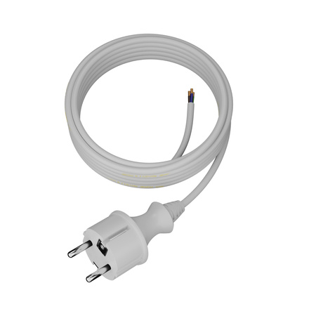 Anschlusskabel 5m IP44 mit geradem Stecker 250V 16A 3x1 mm² H05VV-F PP-40H Weiß W-98377