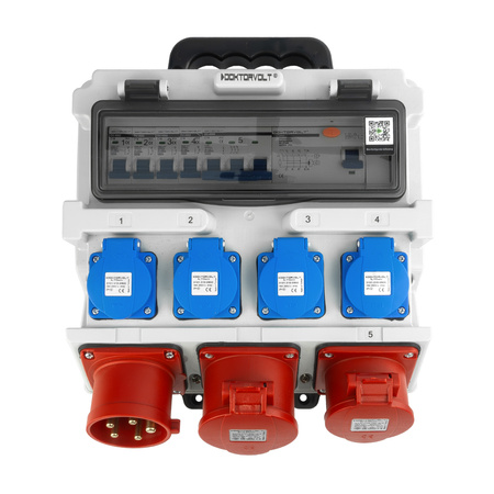 Baustromverteiler 16A 32A 4x230V FI-Schalter LS-Schalter Stromverteiler mit CEE-Stecker Doktorvolt TR-S/FI DV-5305-D