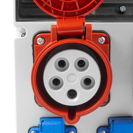 Baustromverteiler 16A 32A CEE 3x230V Stromverteiler mit Griff FI+LS-Schalter Wandverteiler Doktorvolt DV-8126-F