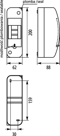 Verteilerkasten Sicherungskasten Kleinverteiler AP IP42 RNT 2 Module 3.1 E-P 6274