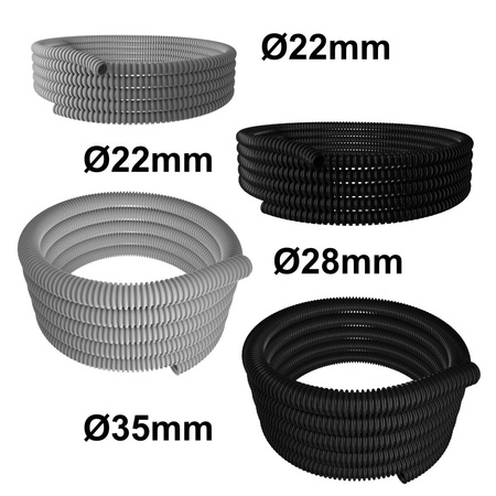 Spiralrohr GUS Isolierrohr 30m ⌀22mm ⌀28mm ⌀35mm grau schwarz OLG0028
