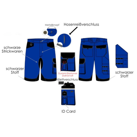 Arbeitsshorts 245 g/m2 Größe 62 für Elektriker Doktorvolt DV-2179-SK-B551-62