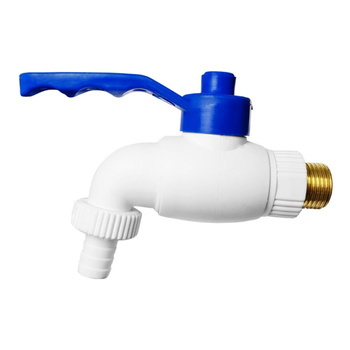 Kunststoff Kugelhahn mit Stahl AG 1/2" Schlauchtülle 14mm Bradas GTM1212PP/STEEL