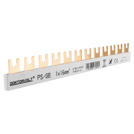 1P Phasenschiene Gabel 12-polig 16mm2 PS/GB Schiene Sammelschiene 100A DV-9405-PSGB