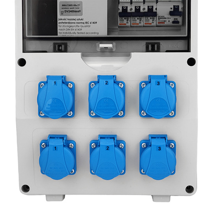 Stromverteiler DV TD-S/FI 6x230V Baustromverteiler Doktorvolt® DV-1769-D