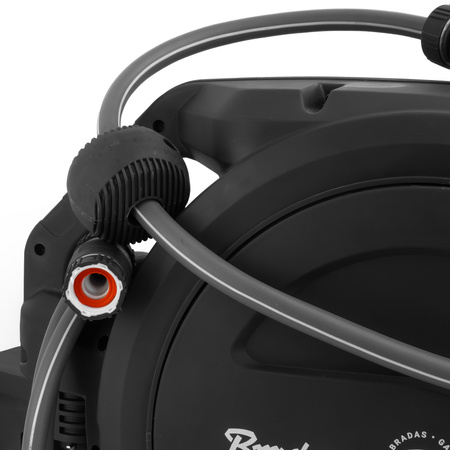 Schlauchtrommel 30m 1/2'' Schlauchbox Schlauchaufroller schwenkbar Wasserschlauchtrommel automatischer Aufroller Gartenschlauch schwarz Bradas WL-W7B30