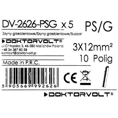 3P Phasenschiene Gabel 10-polig 12mm² PS/G Schiene Sammelschiene 80A DV-2626-PSG