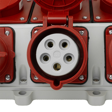 Baustromverteiler 3x16A 2x32A CEE 4x230V Stromverteiler mit Handgriff und Anbaustecker Doktorvolt TR-S/FI DV-5053-D