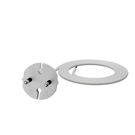 Anschlusskabel 1,5m mit geradem Stecker TYP E 230V 16A 2×1 mm² H05VV-F PP-21 Weiß W-98335