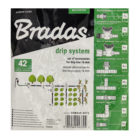 Zubehörset Zubehör für Tropfleitungen BRADAS 16mm DRIP SYSTEM DSWA20-SET2