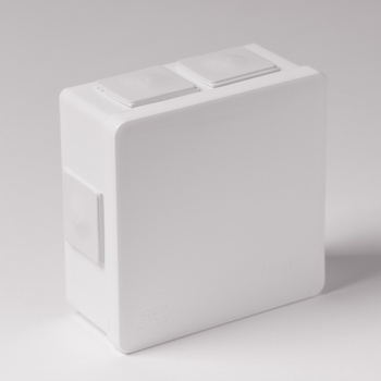 Abzweigkasten Aufputz-Feuchtraum Verbindungsdose 80x80x32 m.Gummi Verschraubung gewindelos Abzweigdose weiss ViPlast 002-01