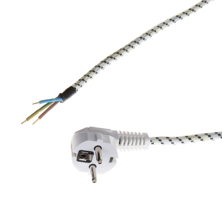 Anschlusskabel 2m mit Winkelstecker Uni-Schuko 250V 16A PPJ Weiß-Schwarz T-10873