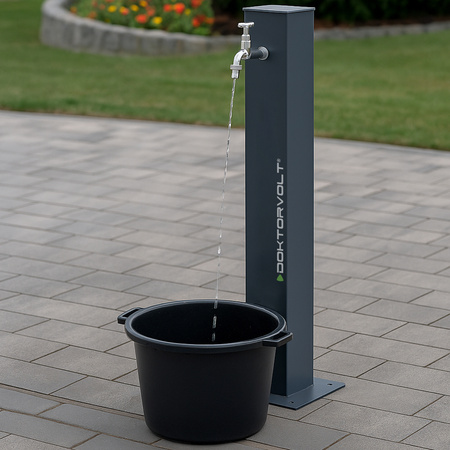 Wassersäule Gartenpfosten mit Wasserhahn dekorative Wasserzapfstelle anthrazit Wasserzapfsäule Doktorvolt DV-5145