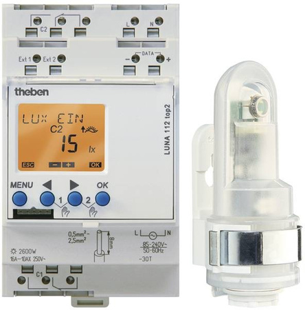 Theben Dämmerungsschalter 2 Kanal LUNA 112 TOP2 AL TH-1120100-W