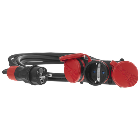 Dreifach-Verlängerungskabel 5m 250V 16A Schuko 3×2P+Z H05RR-F 3×2,5 mm² IP44 W-01188