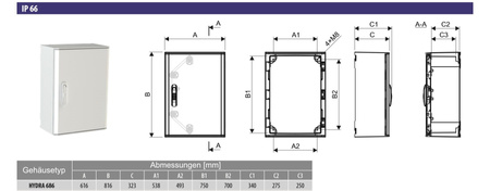 Feuchtraumverteiler Gehäuse Schaltschrank Leergehäuse Verteilerkasten HYDRA 686 IP66 Doktorvolt DV-1509-HYDRA 686