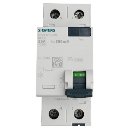 SIEMENS Fehlerstromschutzschalter 25A 2P 300mA Typ AC VDE Fi-Schalter RCD 5749