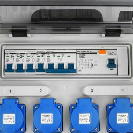 Baustromverteiler 16A 32A 4x230V FI-Schalter LS-Schalter Stromverteiler mit CEE-Stecker Doktorvolt TR-S/FI DV-5305-D