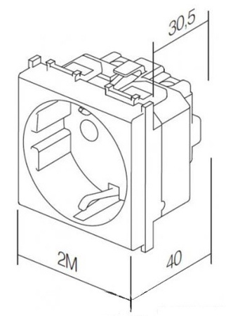 Steckdose Franz. 2+F 16A 250V 2 Module schwarz-matt Steckdose TEM PD12 Einsatz VM40SB-B