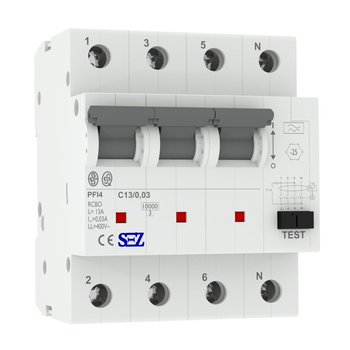 SEZ FI/LS C13 30mA 4p 10kA RCBO FI/LS-Schalter 0090922 Kombi Schalter 1466