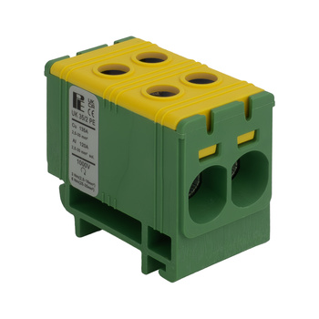 Universalklemme UK 35/2 PE gelb-grün Leitungsklemme Anschlußklemme 4 Klemmstellen 2,5–35mm2 Pollmann 209 2090223