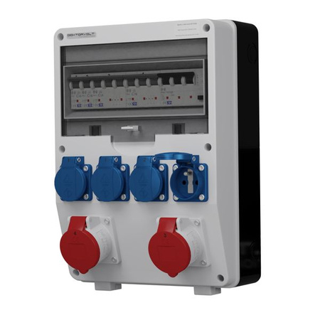 Gesicherter Baustromverteiler TD-S/FI 2x16A 4x230V Steckdosen Mennekes Doktorvolt® DV-6862-F