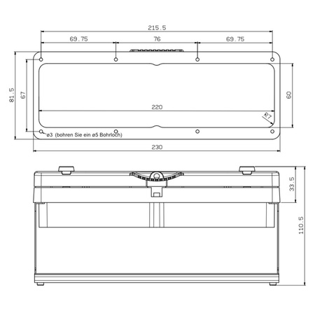 Klappfenster IP67 Betätigungsklappe 12-Module Sicherungsmodule + Schiene TpE 3340-334-0600