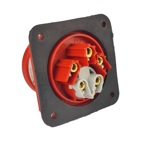 CEE Einbaustecker mit Phasenwender gerade 5P 16A 400V IP44 75x75 3105-354-1600