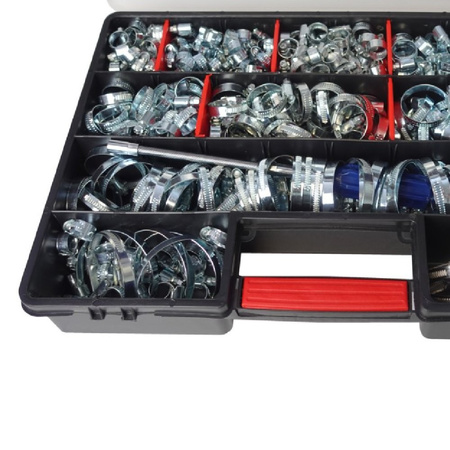 Schlauchschellen Set mit flexiblem Steckschlüssel 417 Teile verzinkt Schlauchklemmen in 11 Größen DV-0195