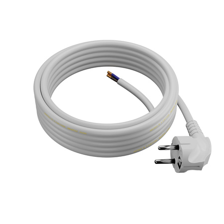 Anschlusskabel 5m mit Winkelstecker Uni-Schuko 250V 16A 3x1,5 mm² OMY PP-50 Weiß W-97185