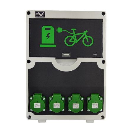 Fahrradladestation für E-bikes 12 Module 4x230V 4xRCBO Stromverteiler Doktorvolt DV-2137