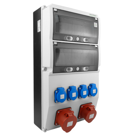 Baustromverteiler 16A 32A CEE 4x230V typ E Stromverteiler mit 26 Module Revisionsfenster Doktorvolt DV-5312-F