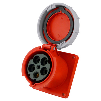 Anbausteckdose 125A 5P Einbausteckdose gerade 6h 400V IP67 Anbaudose rot grau Twist Typ 345 PCE 345-6