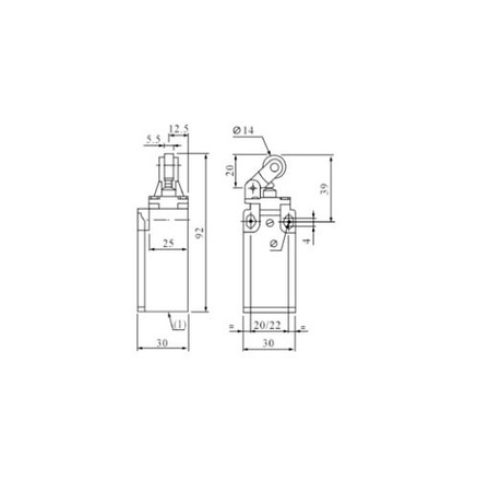 MVGK-121 Endschalter 1NC/1NO Grenztaster Positionsschalter Dreharm Feder XBS 1211