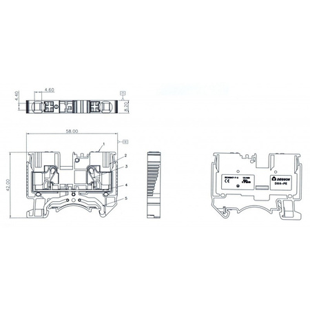 Schutzleiter-Reihenklemme 6mm2 gelb-grün Erdungsklemme UL DS6-PE-01P-1C-00AH
