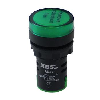 XBS grün LED Leuchtmelder Kontrolleuchte Signal- Lampe Licht 22mm 230V AD22-GREEN230