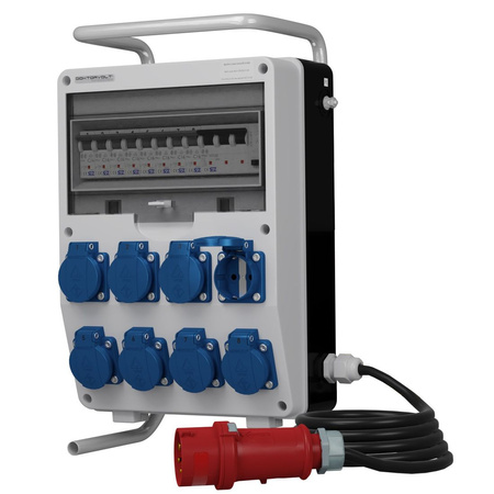 Stromverteiler TD-S/FI 8x230V Kabel 5x4mm2 SKHU Gestell Doktorvolt® DV-0342-D