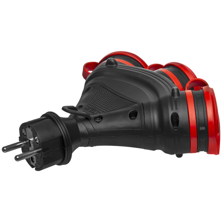Tragbarer Verteiler Schwarz-Rot R-X3/44S IP44 3×2P+E 16A 250V Schuko W-01160