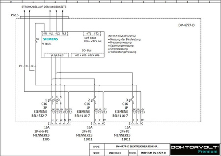 Stromverteiler pTD-S 16A 2x230V 3P Zähler SIEMENS und MENNEKES Doktorvolt 4777