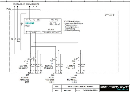 Stromverteiler pTD-S 16A 2x230V 3P Zähler SIEMENS und MENNEKES Doktorvolt DV-4777-D