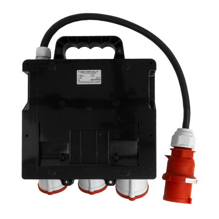 Baustromverteiler 2x16A 32A CEE 4x230V Mobilverteiler mit Griff und Kabel mit 32A CEE-Stecker Stromverteiler Doktorvolt DV-1420-F