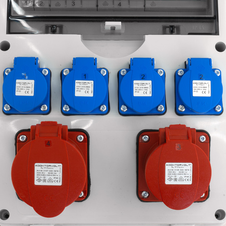 Baustromverteiler 16A 32A CEE 4x230V mit Hängeständer und Stecker mit Kabel  TGD-S/FI Stromverteiler Wandverteiler mit VDE Sicherungen Doktorvolt DV-6067-D