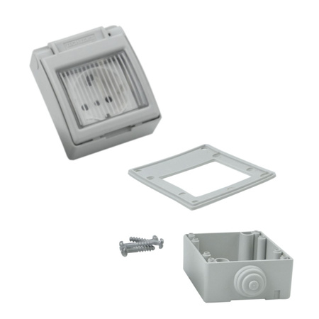 Steckdose Schuko m. Klappdeckel IP55 grau Aufputz M-L 1570.D