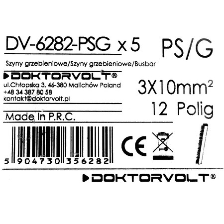 Phasenschiene 3P Gabel 12-polig 10mm² PS/G Schiene Sammelschiene 63A DV-6282-PSG