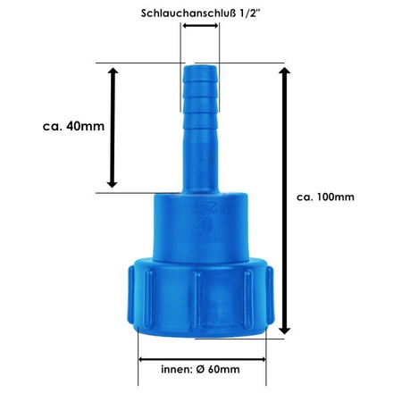 IBC Adapter IG S60x6 mit 1/2" Schlauchtülle Regenwassertank IBC Container Bradas IBCS60F-H012