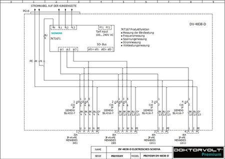Stromverteiler pTD-S 32A 16A 2x230V 3P Zähler SIEMENS und MENNEKES Doktorvolt DV-4838-D