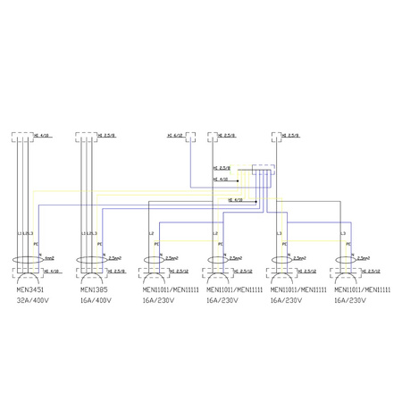 Stromverteiler TD 16A 32A 4x230V franz/belg System Mennekes Doktorvolt DV-6855-F