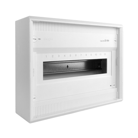 Verteilerschrank Aufputz Kleinverteiler 1 Reihe 12 Modulen Verteilerkasten Kleinverteiler weiß Hager VA12BN