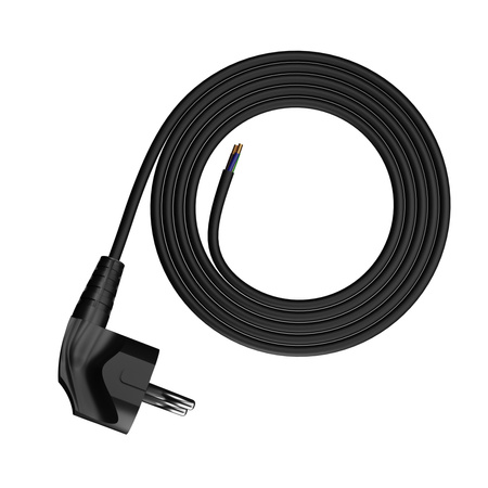 Anschlusskabel 2m mit Winkelstecker Uni-Schuko 250V 16A 3x1 mm² OMY PP-50 Schwarz W-97168