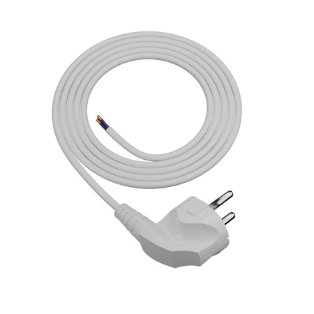 Anschlusskabel 2m mit Winkelstecker Uni-Schuko 250V 16A 3x0,75 mm² OMY PP-50 Weiß W-97155